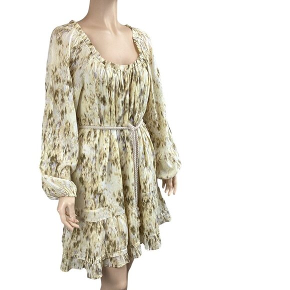 Sam Edelman Rainey Ruffle Mini Dress Size Medium Boho Puff Sleeve - Picture 5 of 9